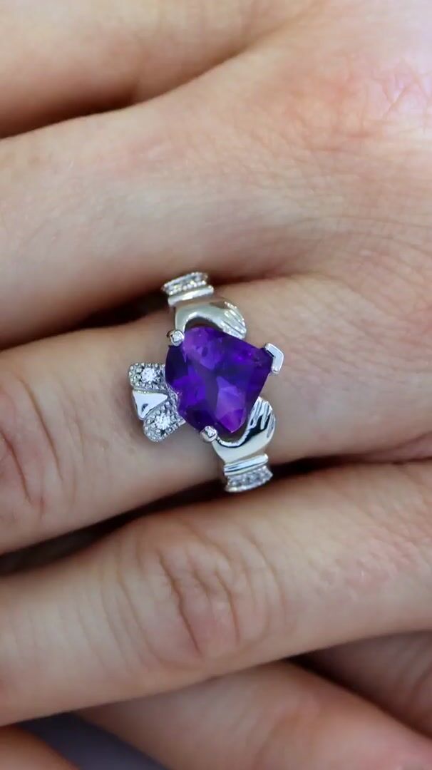 3ct Amethyst Claddagh Ring Video