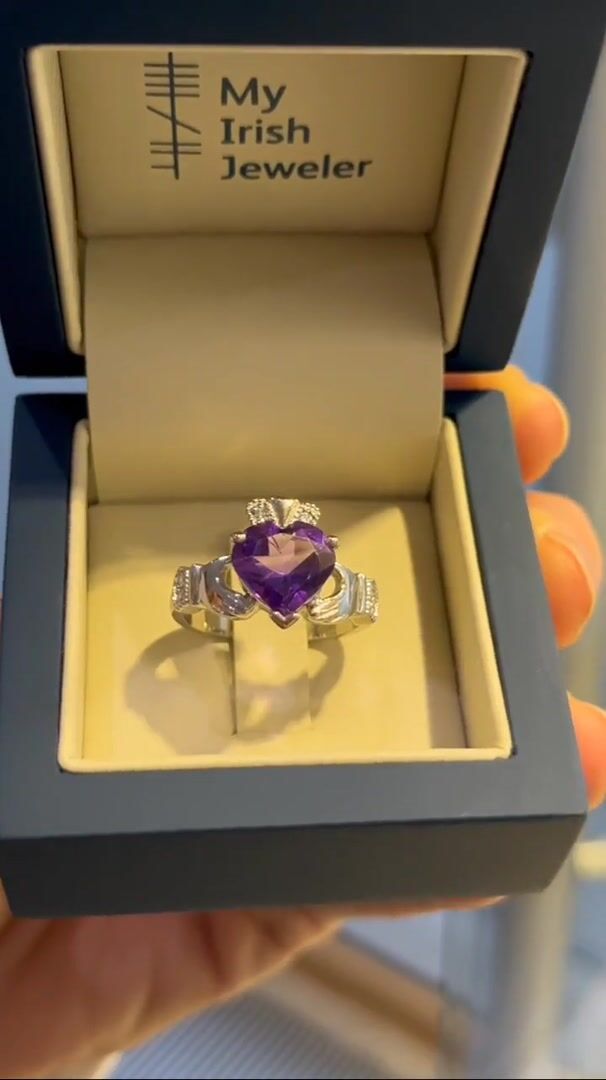 3ct Amethyst Claddagh Ring Video