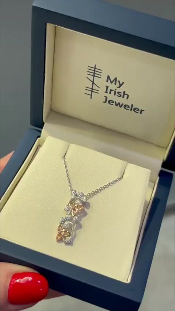 Sterling Silver Rose Gold Trinity Knot Shamrock Necklace Video