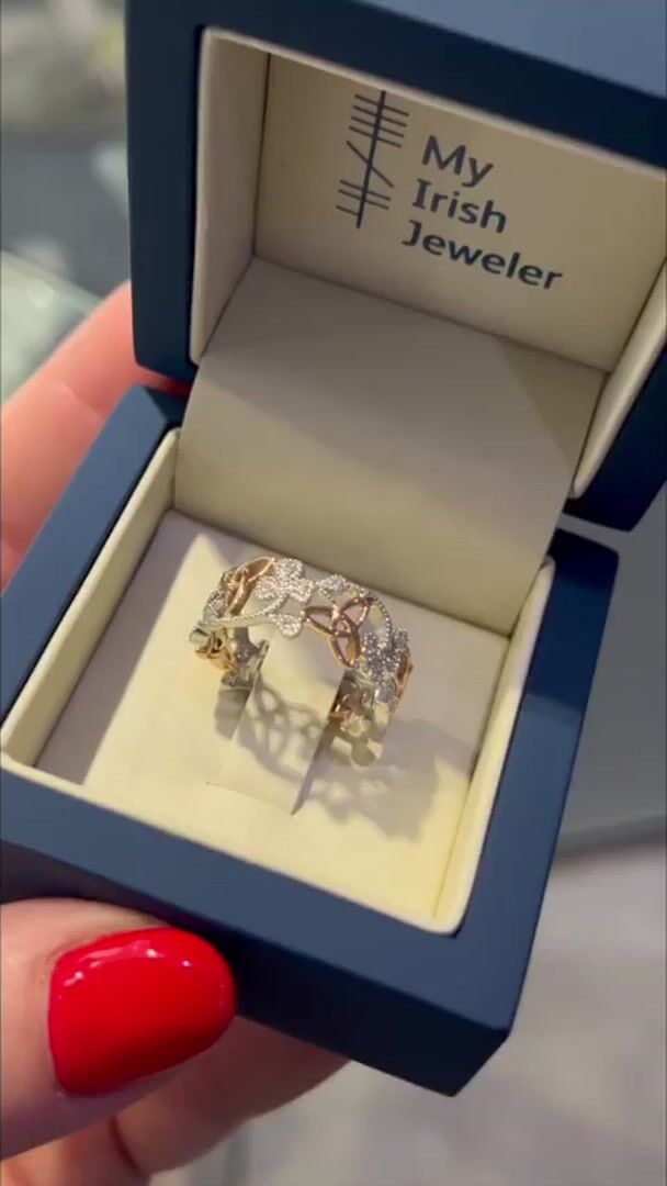 14K Diamond Shamrock and Trinity Knot Band Video