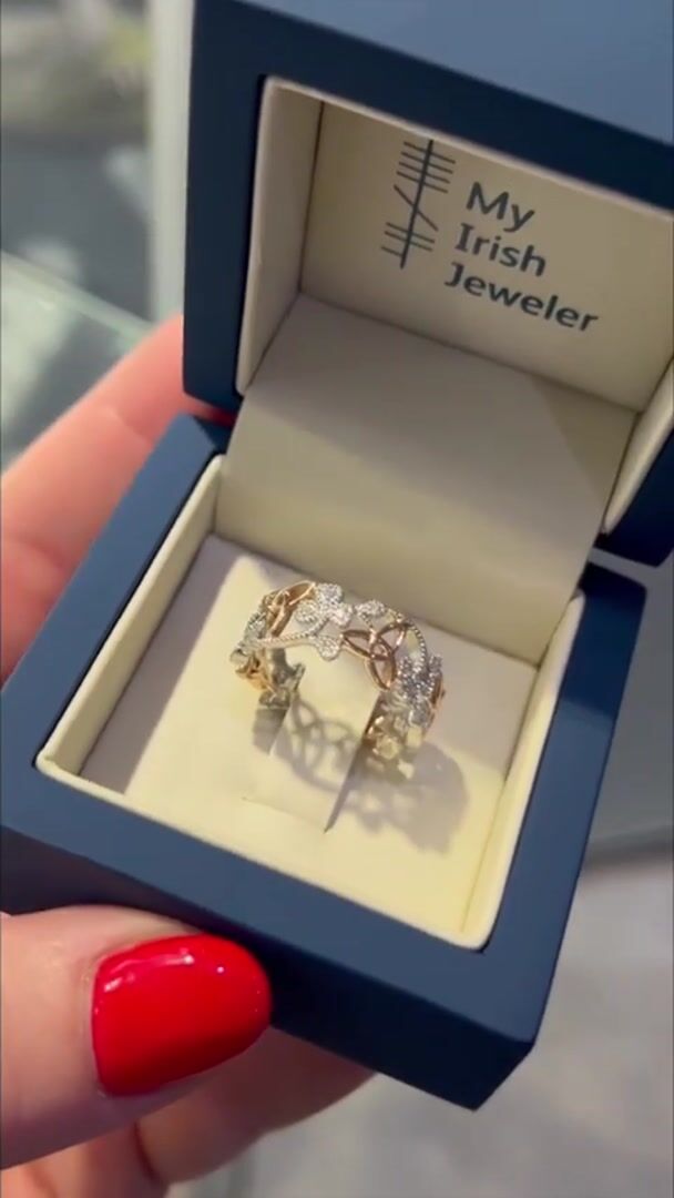 14K Diamond Shamrock and Trinity Knot Band Video