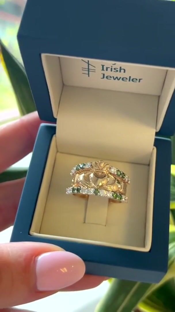 Fancy Diamond Claddagh Ring Video