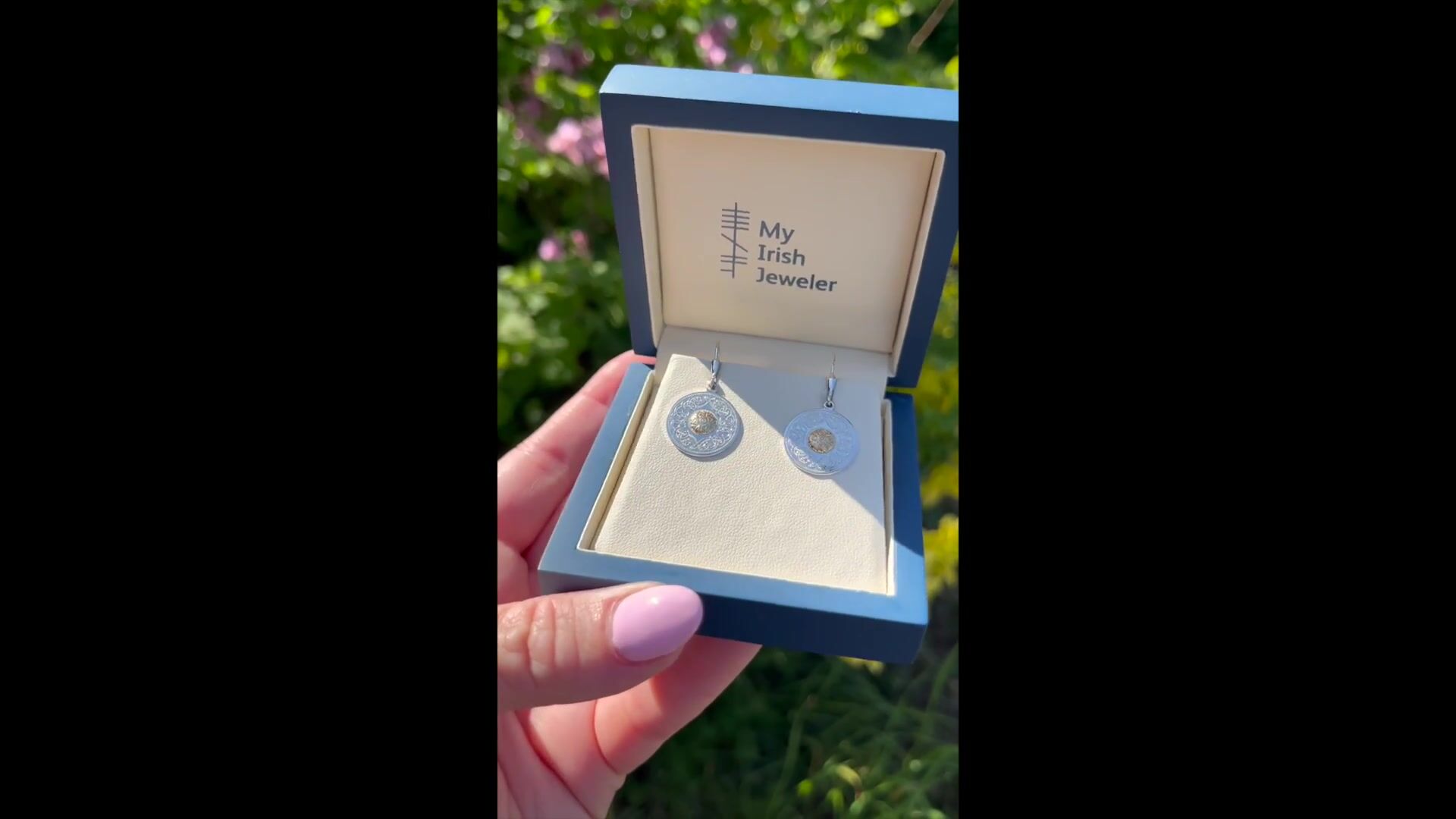 Sterling Silver Round Warrior Earrings With 18K Bead Video
