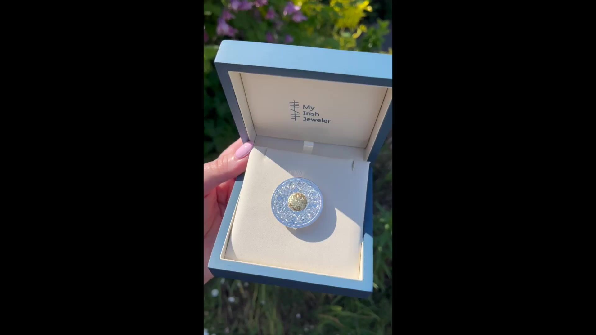 Silver Celtic Warrior Brooch with 18K Gold Bead Video