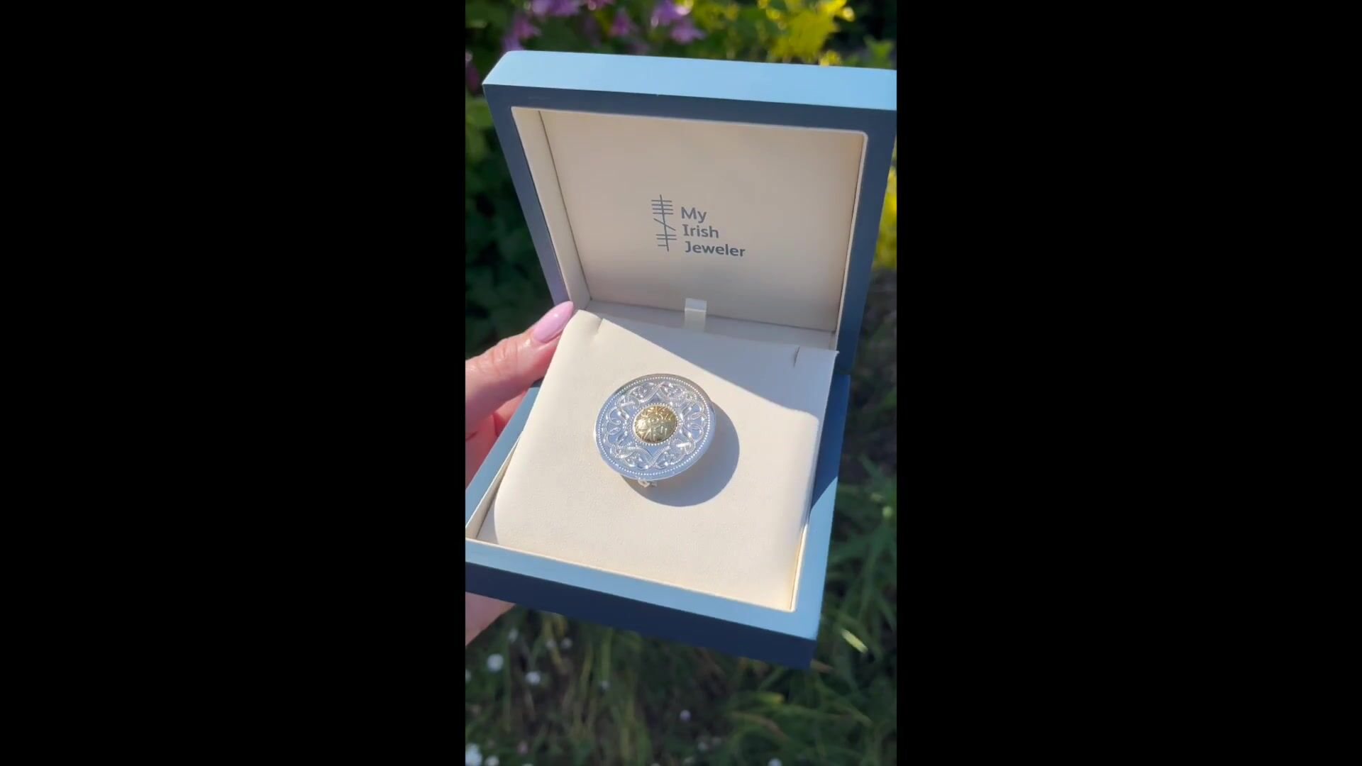 Silver Celtic Warrior Brooch with 18K Gold Bead Video