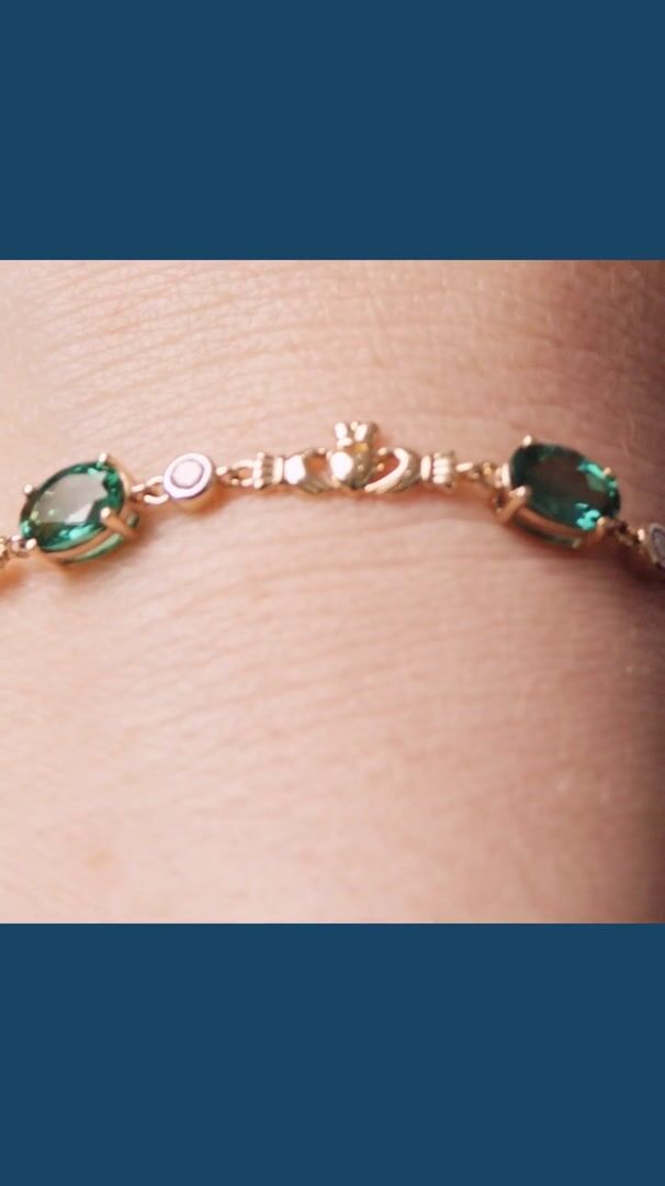 Emerald & diamond Claddagh bracelet Video