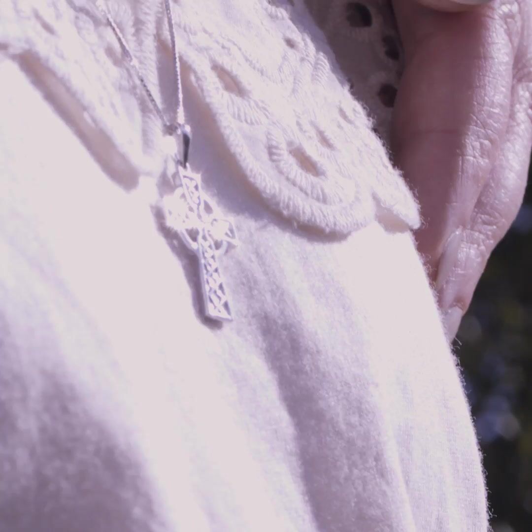 Petite Sterling Silver Celtic Cross Necklace Video