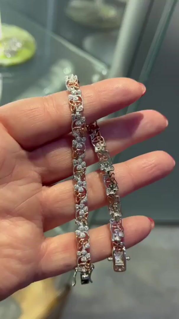 14K Gold Diamond and Trinity Knot Bracelet Video