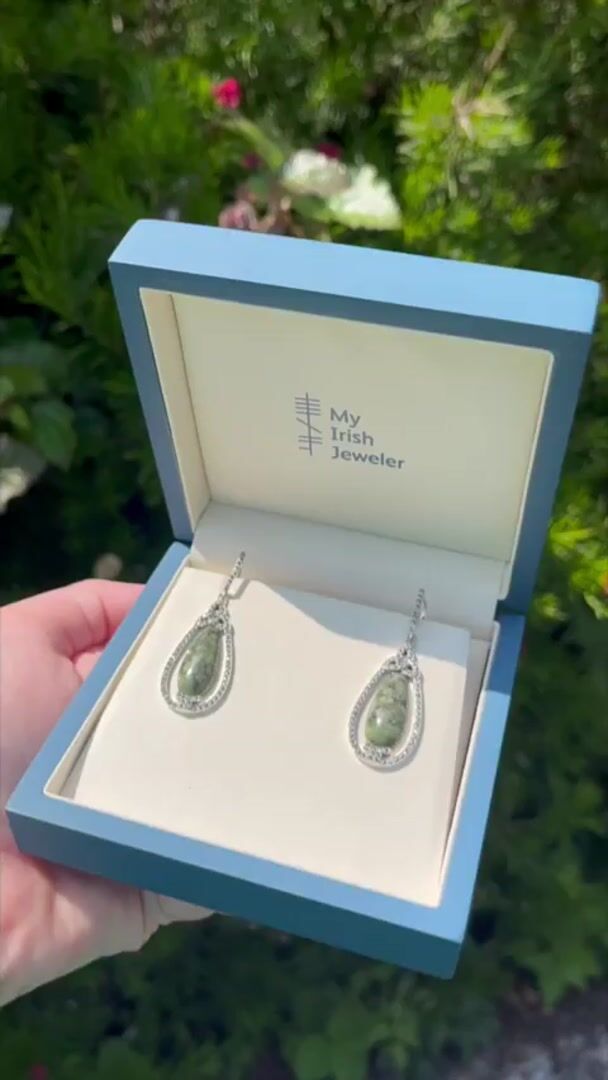 Large Connemara Marble and Marcasite Earrings Video
