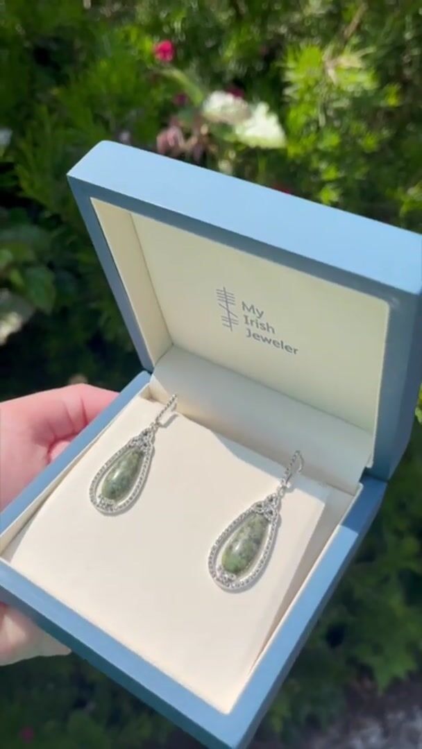 Large Connemara Marble and Marcasite Earrings Video