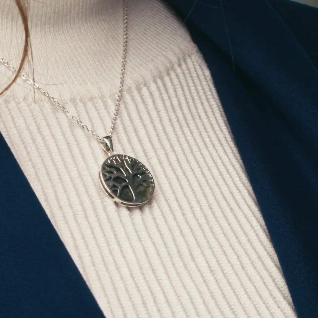Sterling Silver Connemara Marble Tree Of Life Necklace Video