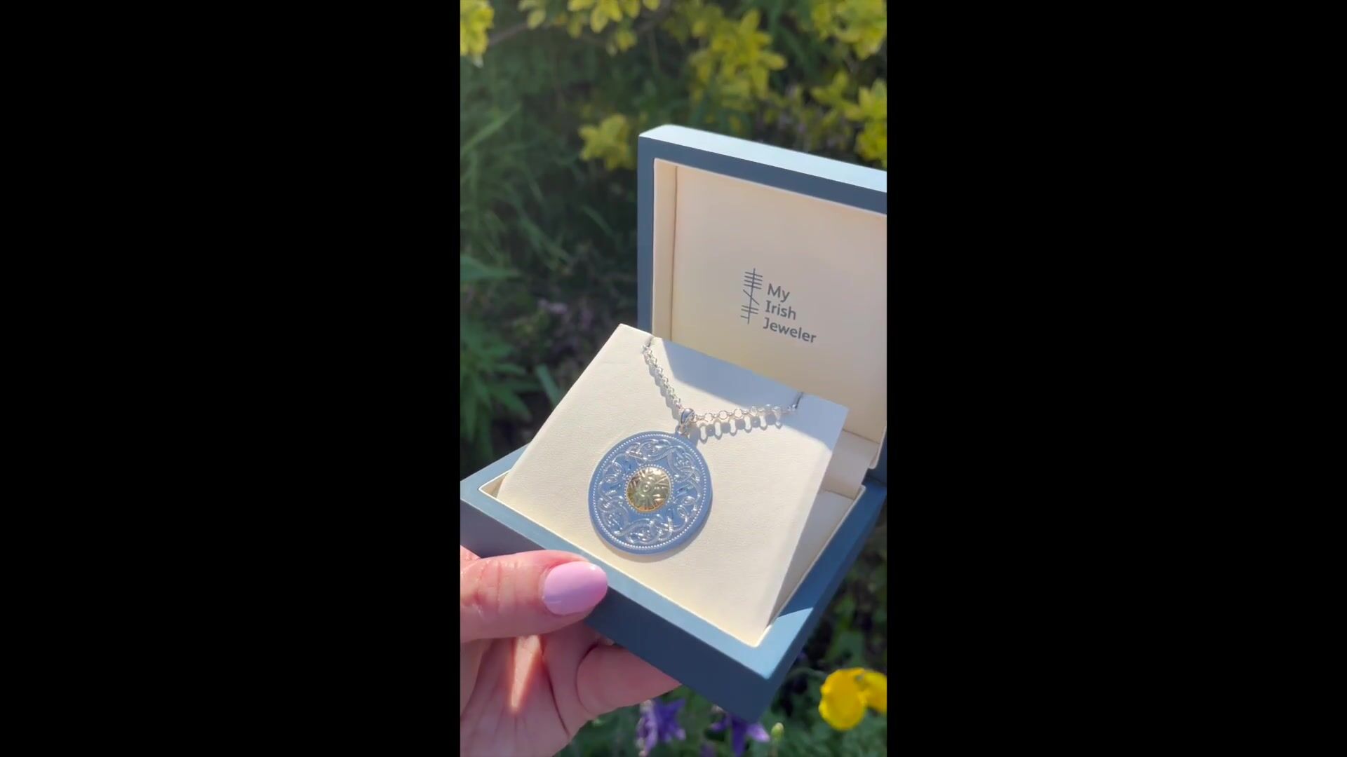 Large Silver Celtic Warrior Necklace with 18K Gold Bead Video