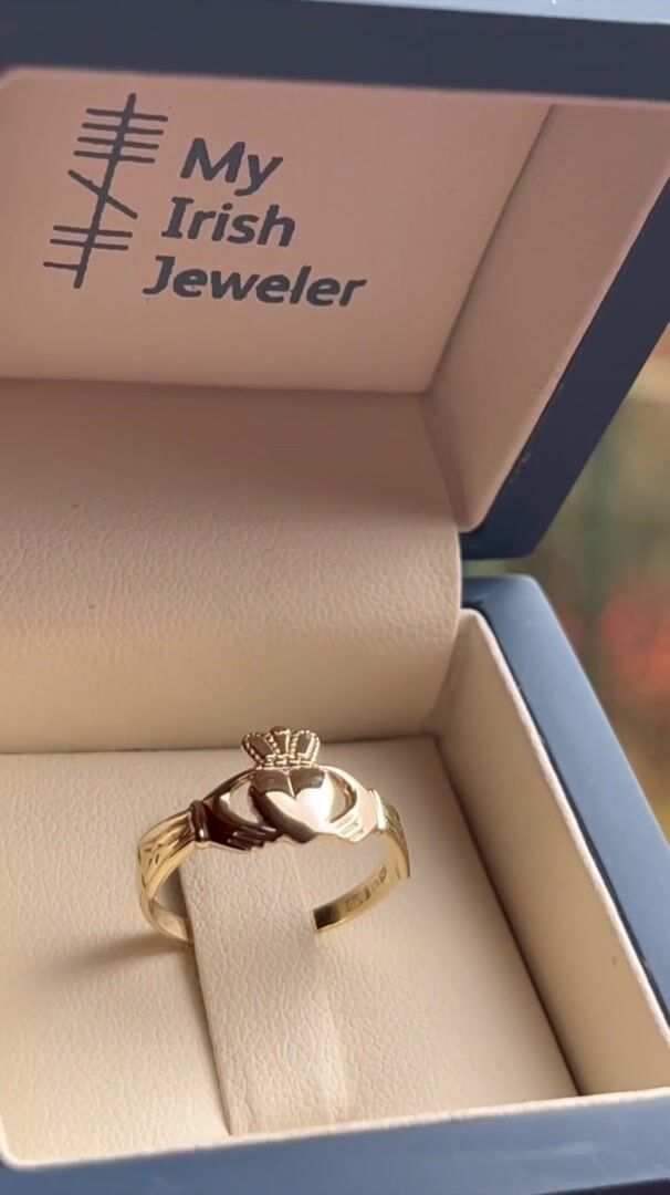 Gold Claddagh Ring with Trinity Knot Cuffs Video