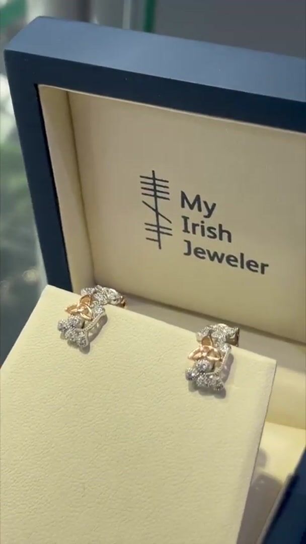 Sterling Silver Rose Gold Plated  Shamrock Trinity Knot Earrings Video