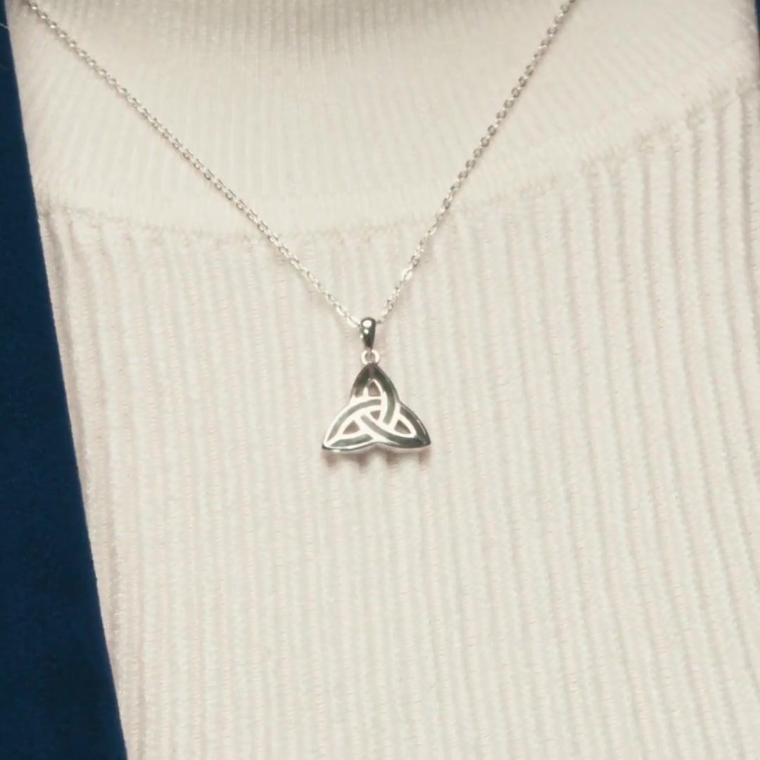 Sterling Silver Connemara Marble Trinity Knot Necklace Video