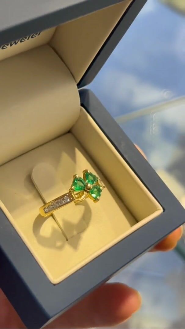 Emerald and Diamond Shamrock Ring Video