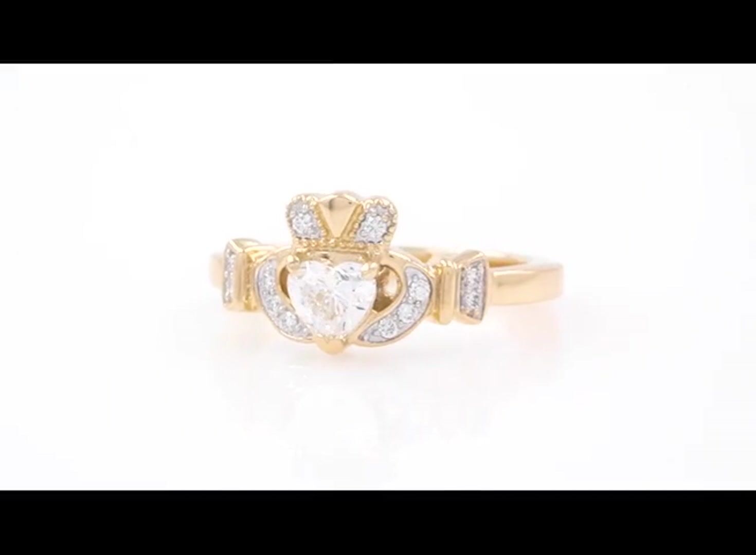 Diamond Claddagh Ring Set Video