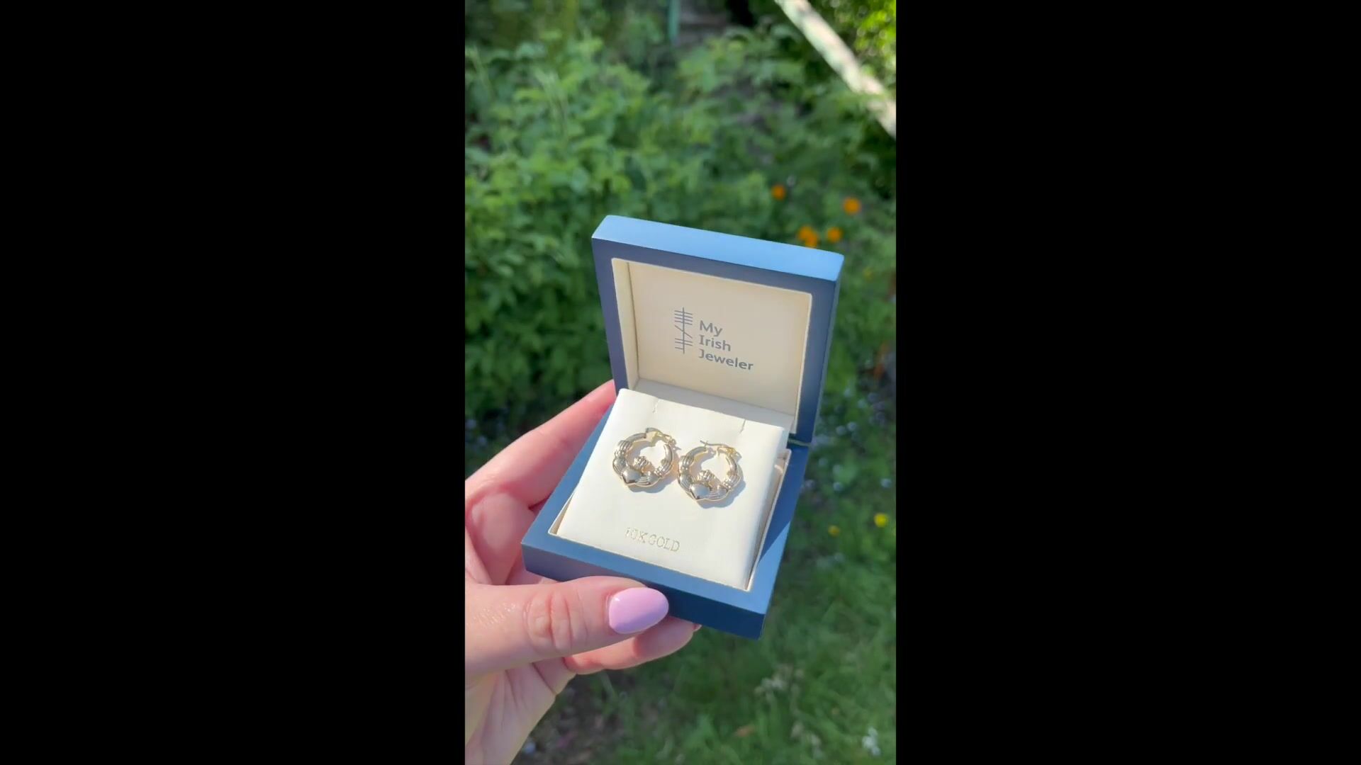 Gold Claddagh Hoop Earrings Video