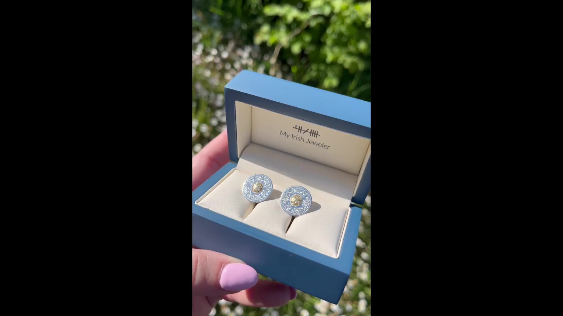 Silver Celtic Warrior Cufflinks with 18K Gold Bead Video