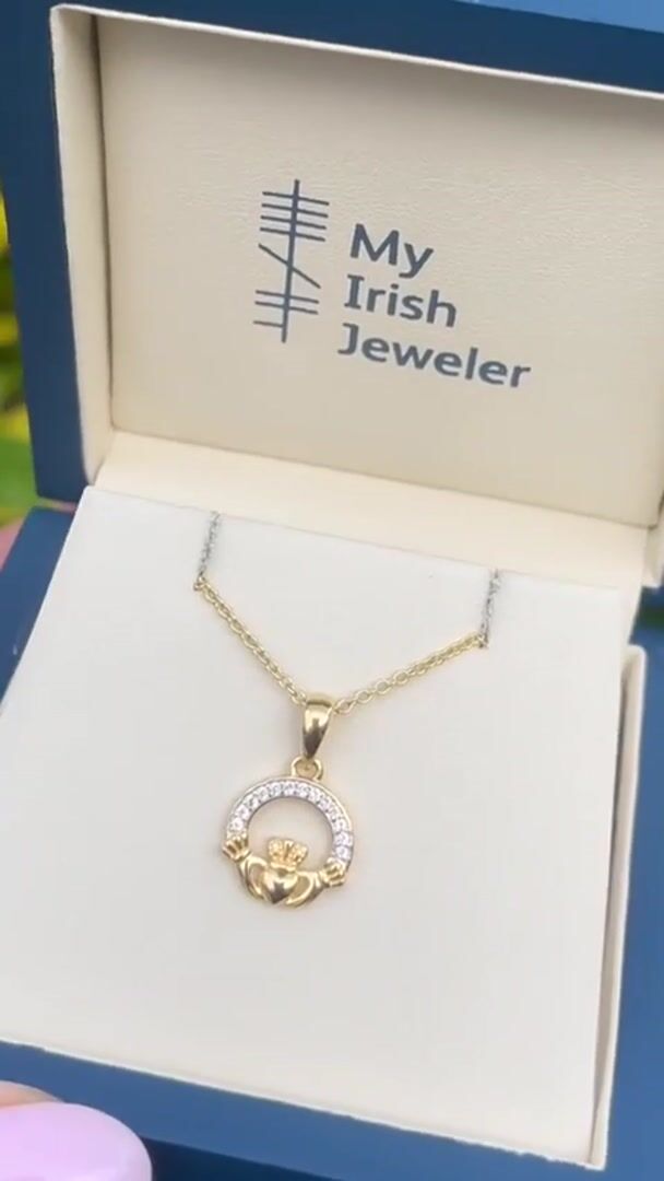Petite Gold Vermeil Claddagh Necklace Video