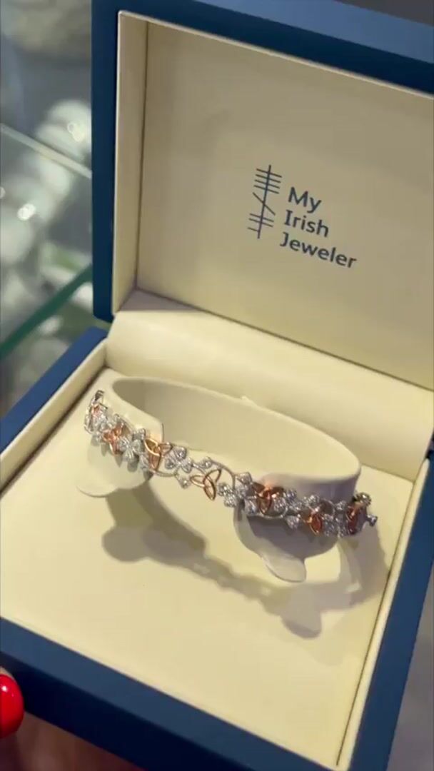 14K White and Rose Gold Diamond Bangle Video
