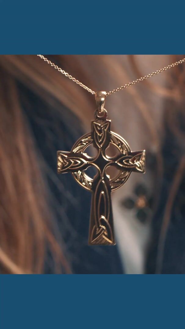 14k Gold Hand Engraved Large Celtic Cross Video