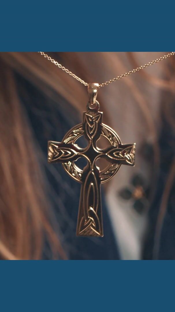 14k Gold Hand Engraved Large Celtic Cross Video