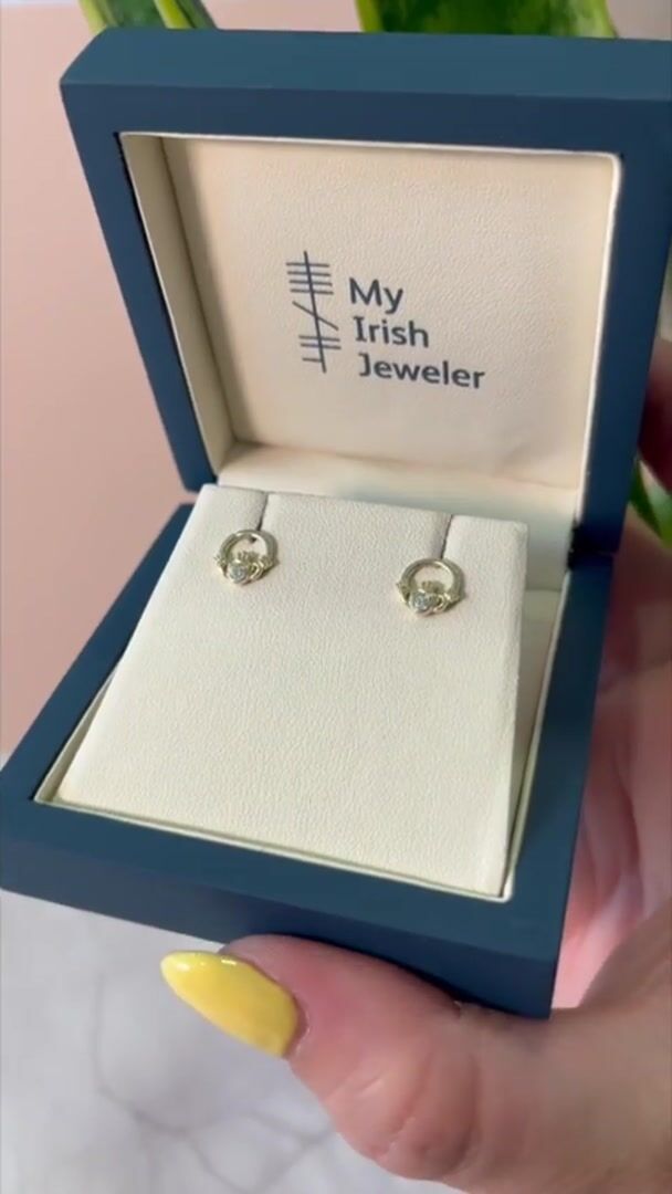 Diamond Claddagh Earrings Video