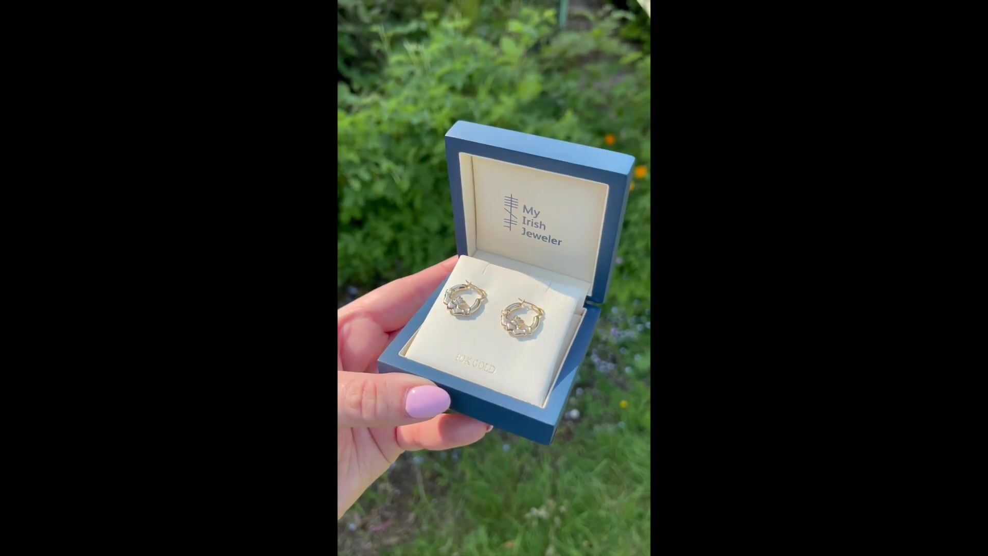 Gold Claddagh Hoop Earrings Video