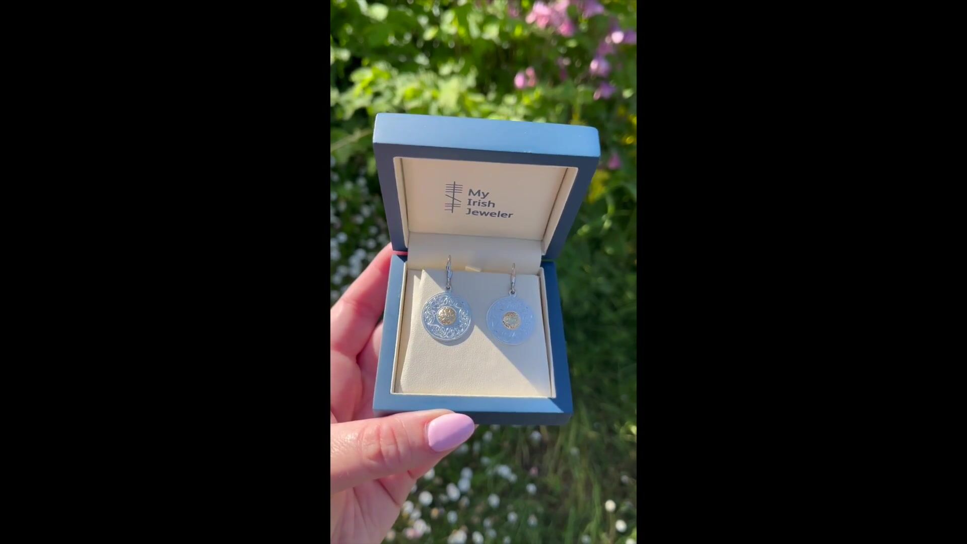 Sterling Silver Round Warrior Earrings With 18K Bead Video